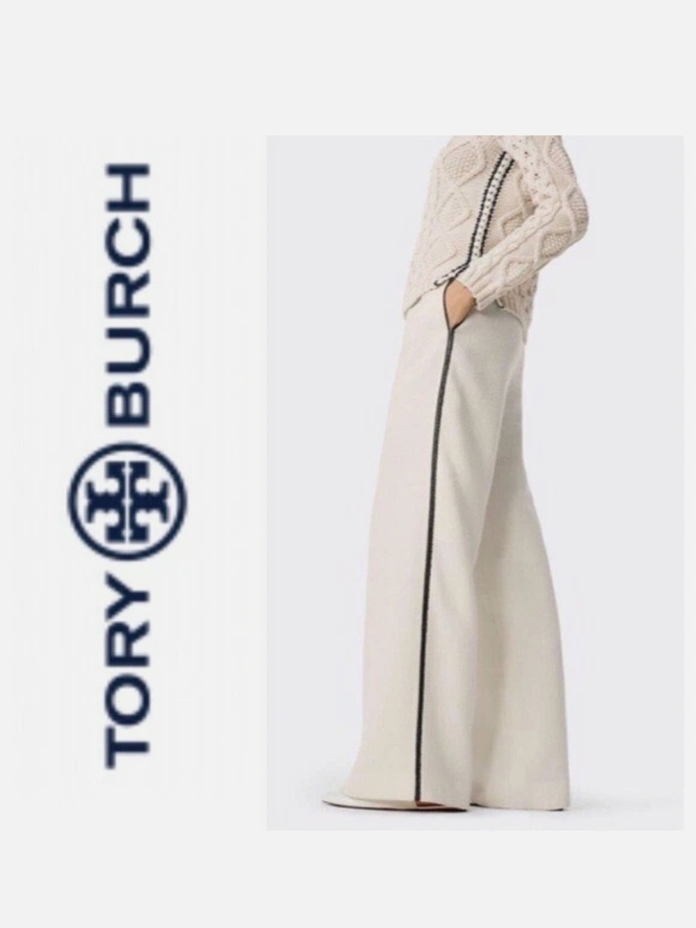 Tory Burch Cream Wool Cara Pant